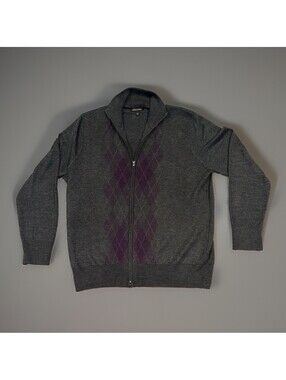 Banana Republic Extra Fine Merino Men Full Zip Sweater Size XL Gray #228630